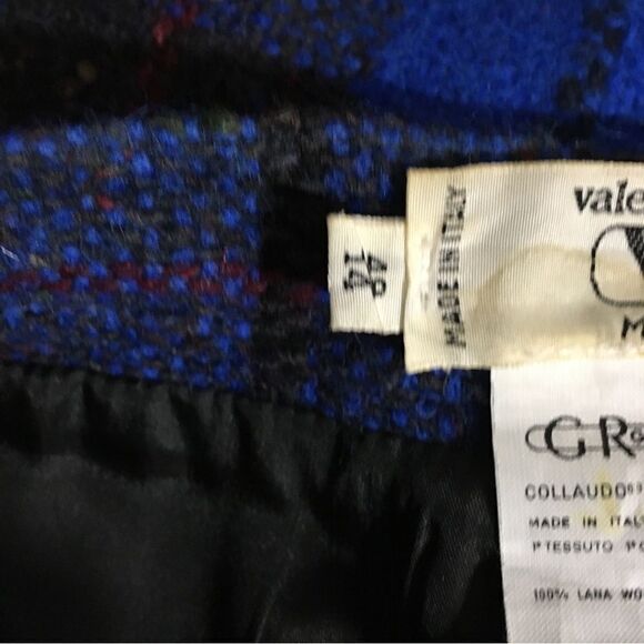 Valentino 100% Wool Blue Plaid Skirt Size 8 - Picture 10 of 11